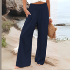 Women's Relaxed Wide Leg Pants – High Waist Pull-On Casual Trousers
