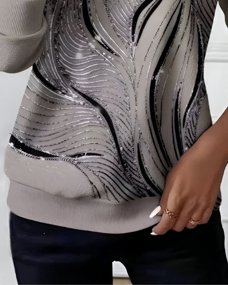 Women's Statement Pattern Sweater – Bold Print Relaxed Knit Pullover
