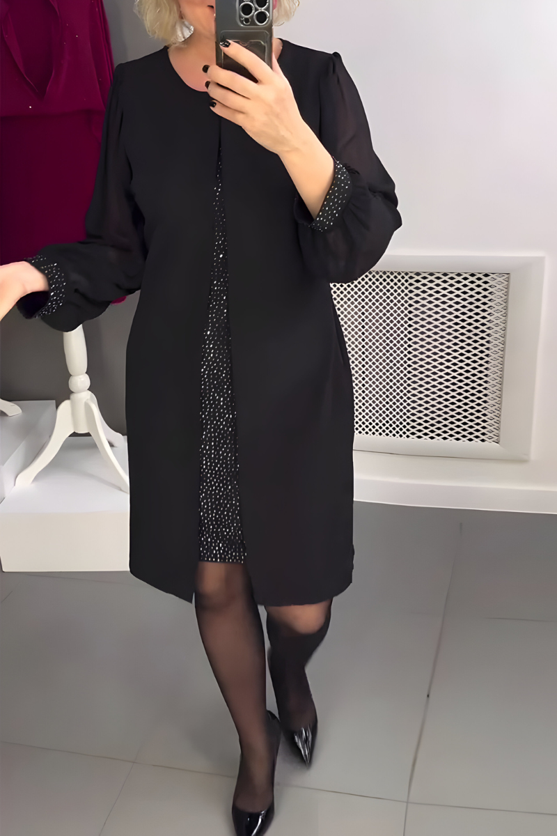 Women's Fitted Sheer Sleeve Dress – Feminine Cocktail Occasion Dress