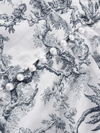 Women's Toile Print A-Line Dress – Belted Balloon Sleeve Mini Dress