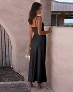 Women's Side Slit Maxi Dress – Strappy Fitted Formal Evening Gown