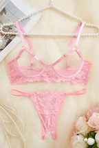 Women's Plunging Lace Lingerie Set – Deep V-Neck Bra & Matching Brief Set