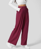 Women's High Waist Wide Leg Pants – Elastic Waist Four Pocket Trousers