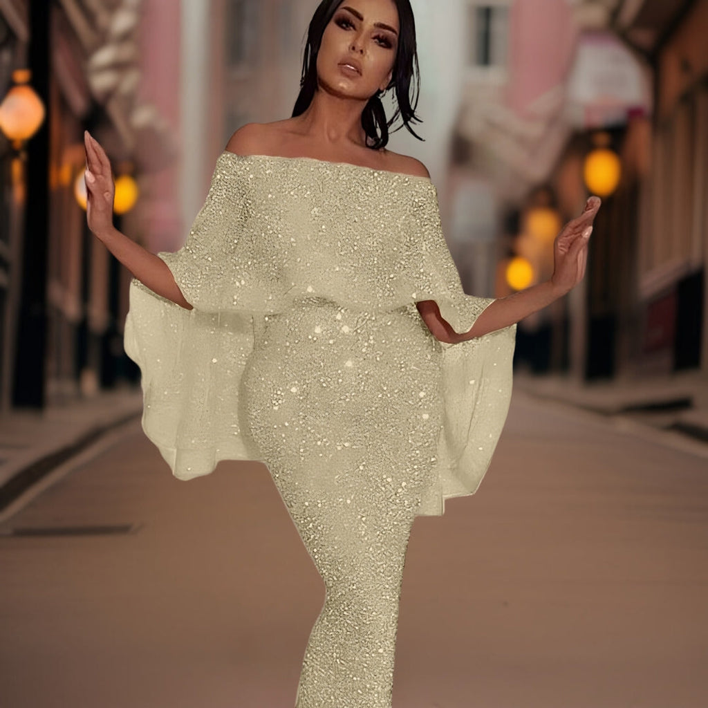 Women's Ruffle Off-Shoulder Dress – Fitted Statement Cocktail Dress