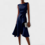 Women's Asymmetrical Midi Dress – Elegant Party Dress – Linda