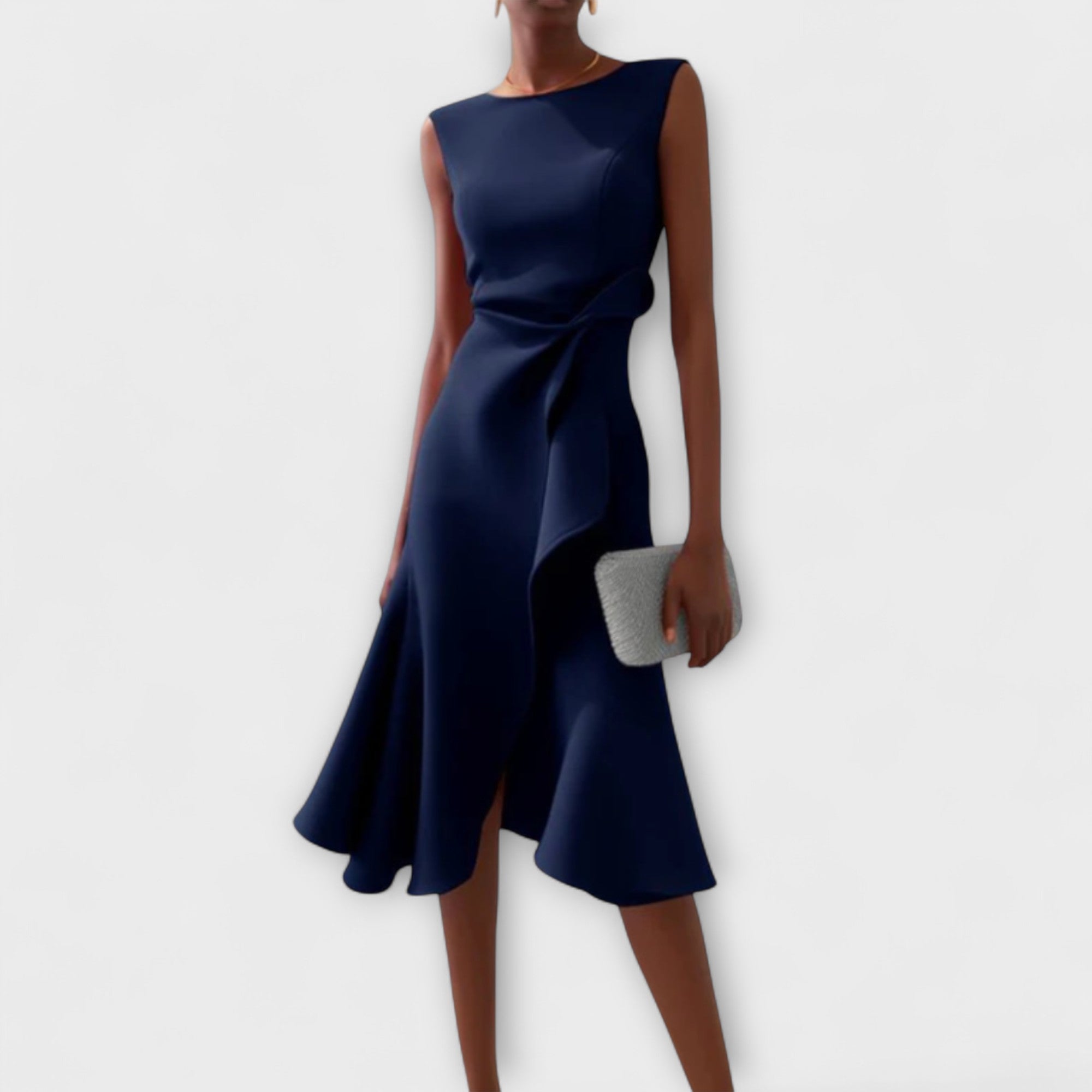 Women's Asymmetrical Midi Dress – Elegant Party Dress – Linda