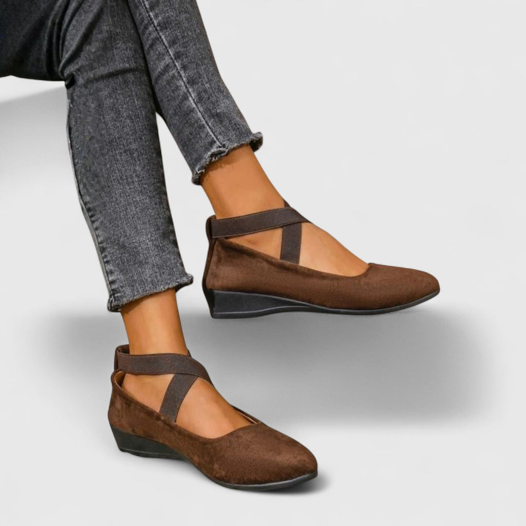 Women's Ballet Flats with Cross Straps and Cushioned Comfort