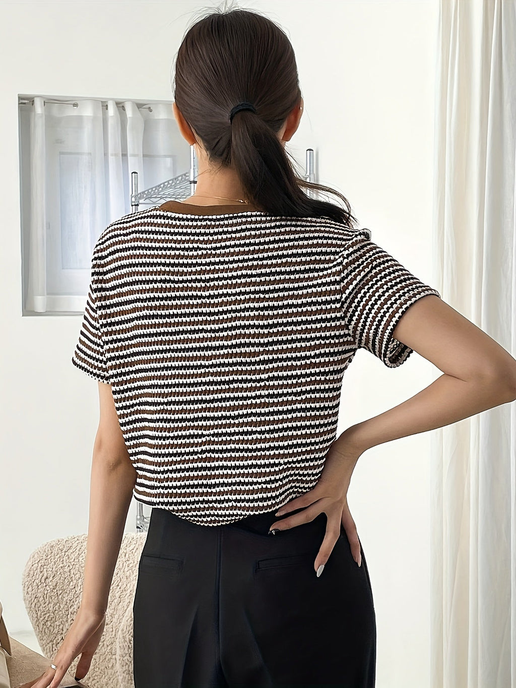 Women’s Padded Blouse – Casual Geometric Blouse – Freya