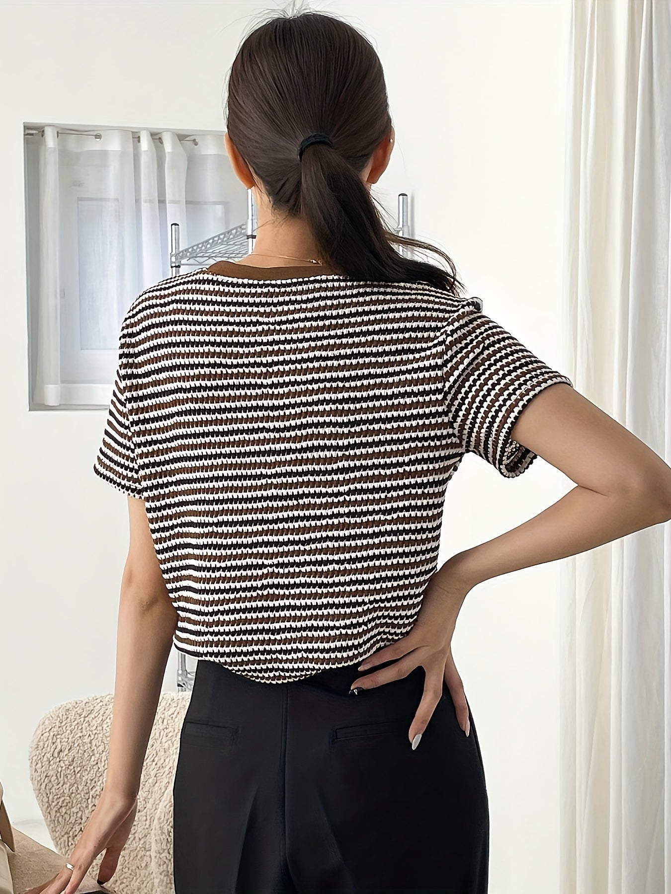 Women’s Padded Blouse – Casual Geometric Blouse – Freya