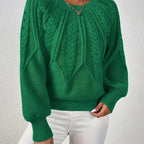 Women's Lantern Sleeve Sweater – Cable Knit Winter Sweater