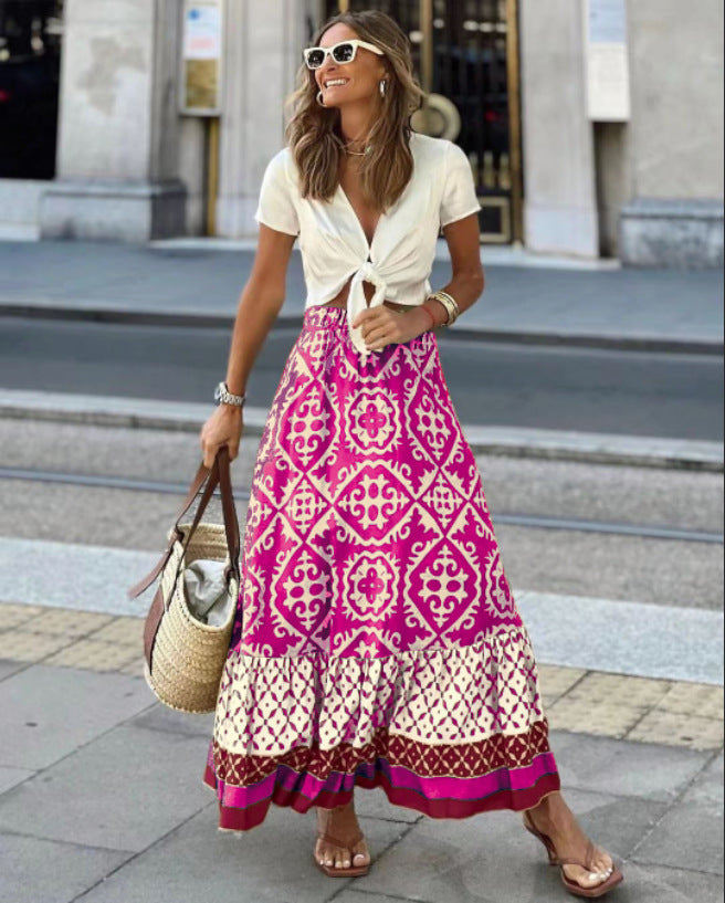Women's Maxi Skirt – High Waist Flowing Skirt – Alice