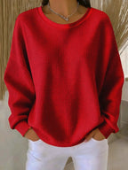 Women's Textured Pullover Sweater – Relaxed Everyday Knit Sweater