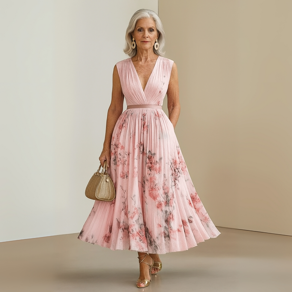 Women's Sleeveless Maxi Dress – Pleated Summer Dress