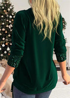 Women's Sequin Statement Blouse – Sparkle Overlay Evening Top