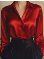 Women's Classic Collared Blouse – Long Sleeve Tailored Office Blouse