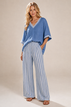Women's Striped Two-Piece Set – Wide Leg Summer Set