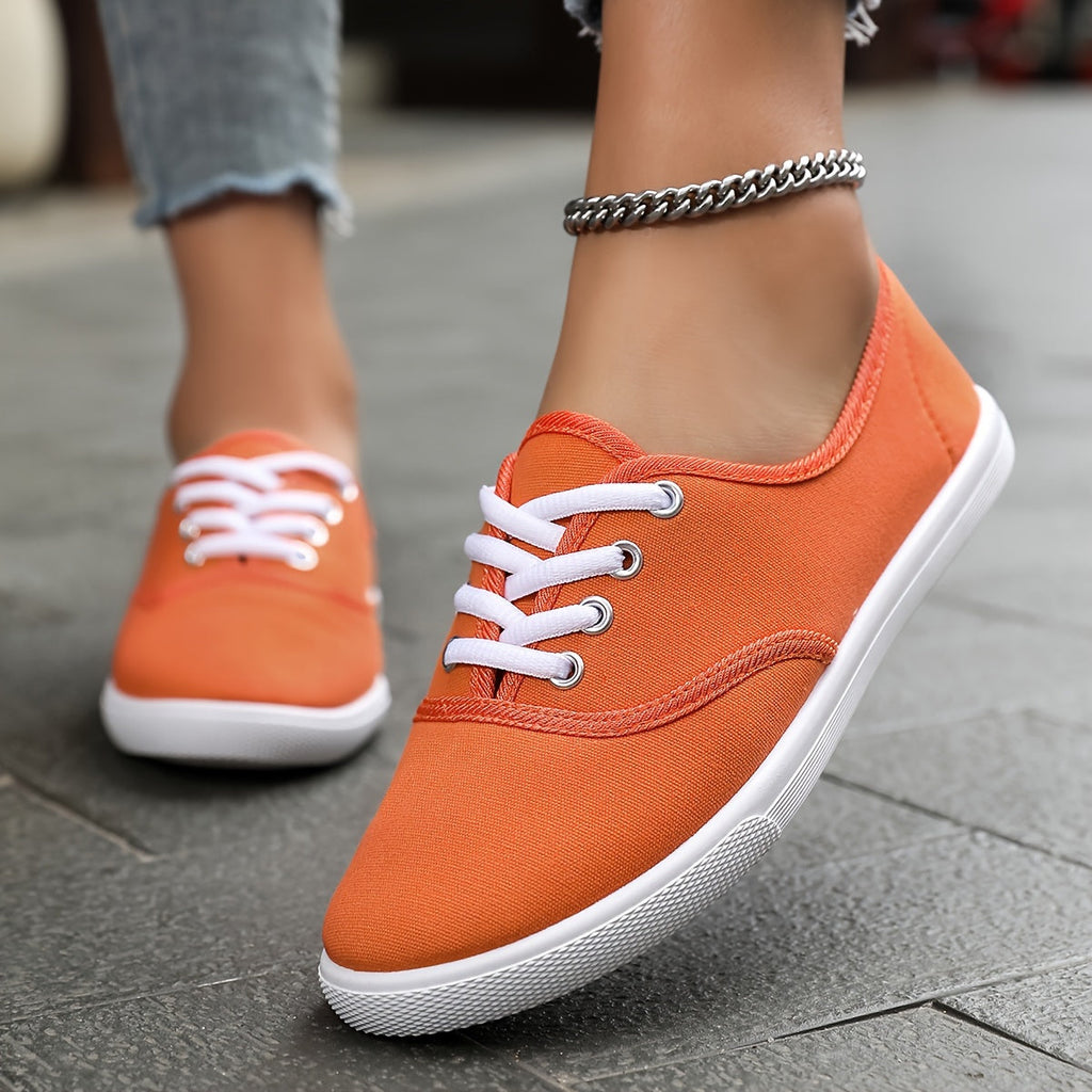 Women's Canvas Sneakers with Lace-Up Closure and Cushioned Sole