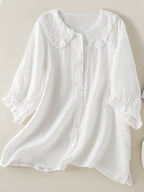 Women's Peter Pan Collar Blouse – Ruffle Detail Blouse