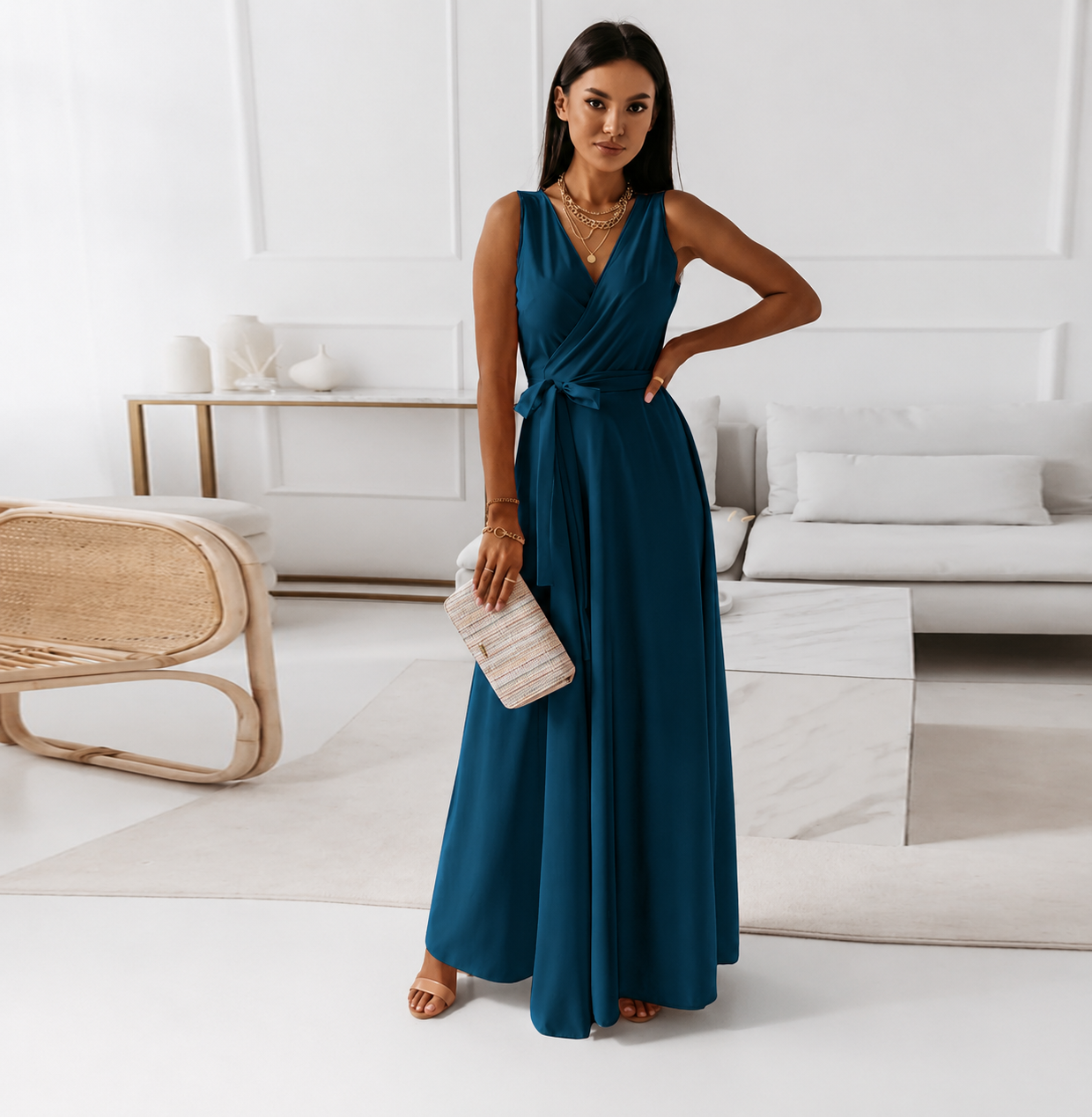 Women's Wedding Guest Maxi Dress – Wrap Front Bridesmaid Occasion Dress