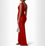 Women's Formal V-Neck Dress – Sleeveless Side Slit Occasion Dress
