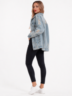 Women's Vintage Oversized Jean Jacket – Relaxed Button Front Jacket