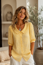 Women's Floral Crew Neck Blouse – Flowy Printed Statement Top