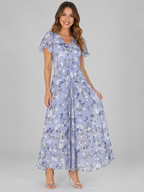 Women's Draped Floral Maxi Dress – Flowy Relaxed Summer Dress