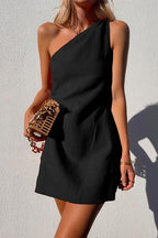 Women's One-Shoulder Mini Dress – Casual Summer Dress
