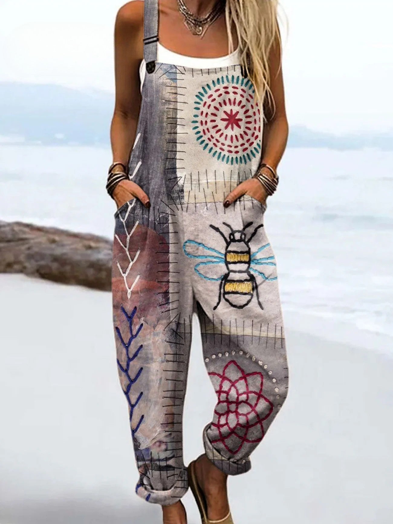 Women's Printed Jumpsuit – Wide Leg Summer Jumpsuit – Autumn