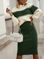 Women's Ribbed Sweater Set – Matching Knit Skirt Set
