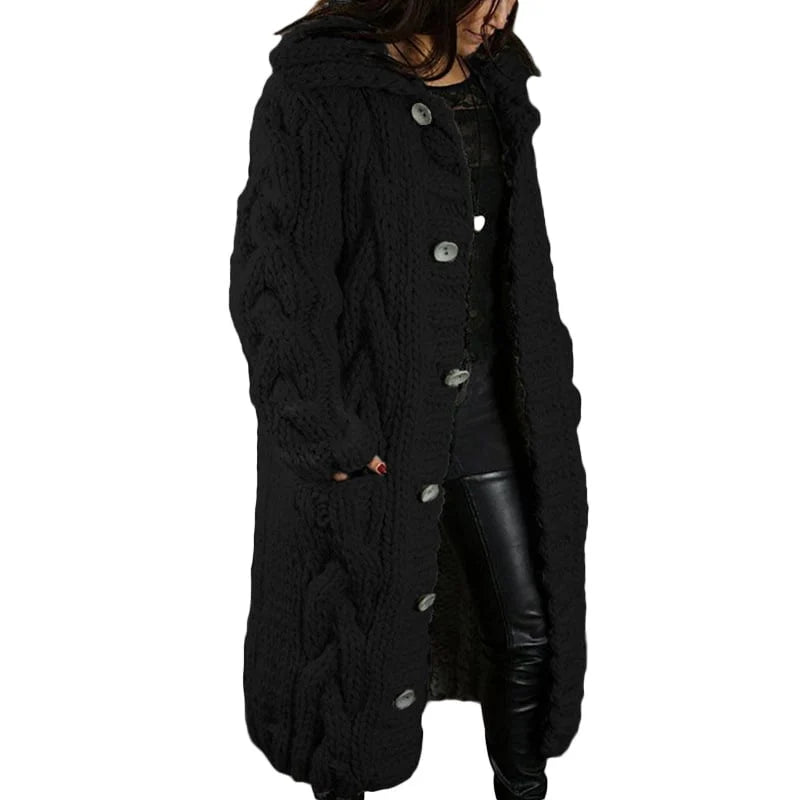 Women's Chunky Winter Cardigan – Relaxed Long Sleeve Cozy Cardigan