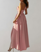 Women's Open Back Lace Dress – Three-Quarter Sleeve Gala Cocktail Dress
