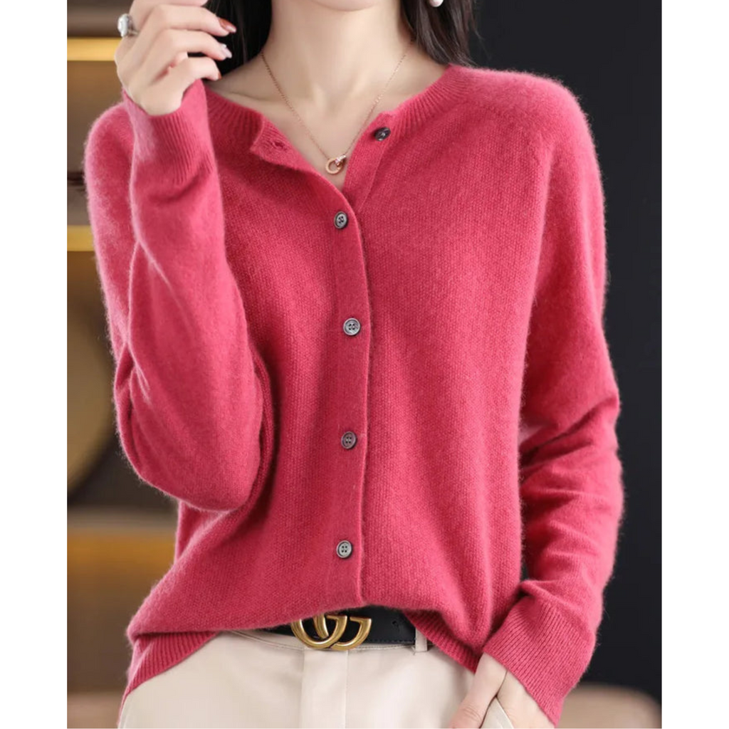 Women's Classic Button Knit Cardigan – Long Sleeve Crew Neck Cardigan