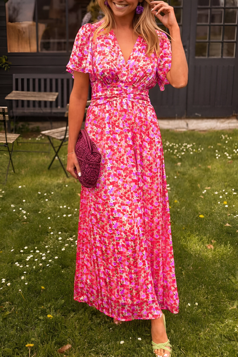 Women's Maxi Dress – V-Neck Occasion Dress – Ava