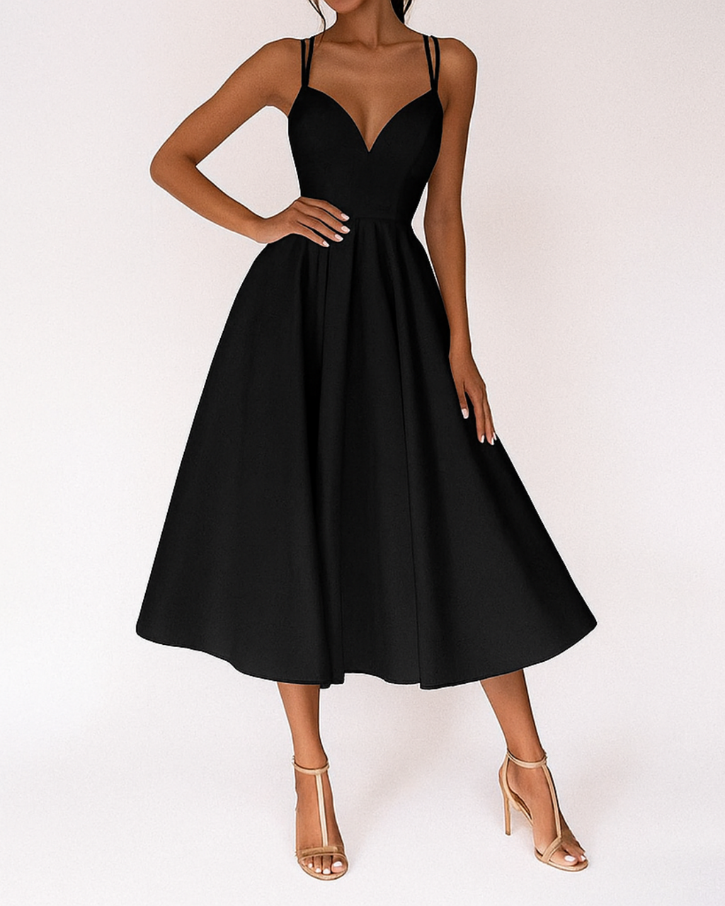 Women's Strap Midi Dress – Wedding Guest Dress