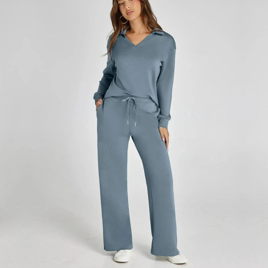 Women's Wide Leg Lounge Set – Relaxed Two-Piece Set