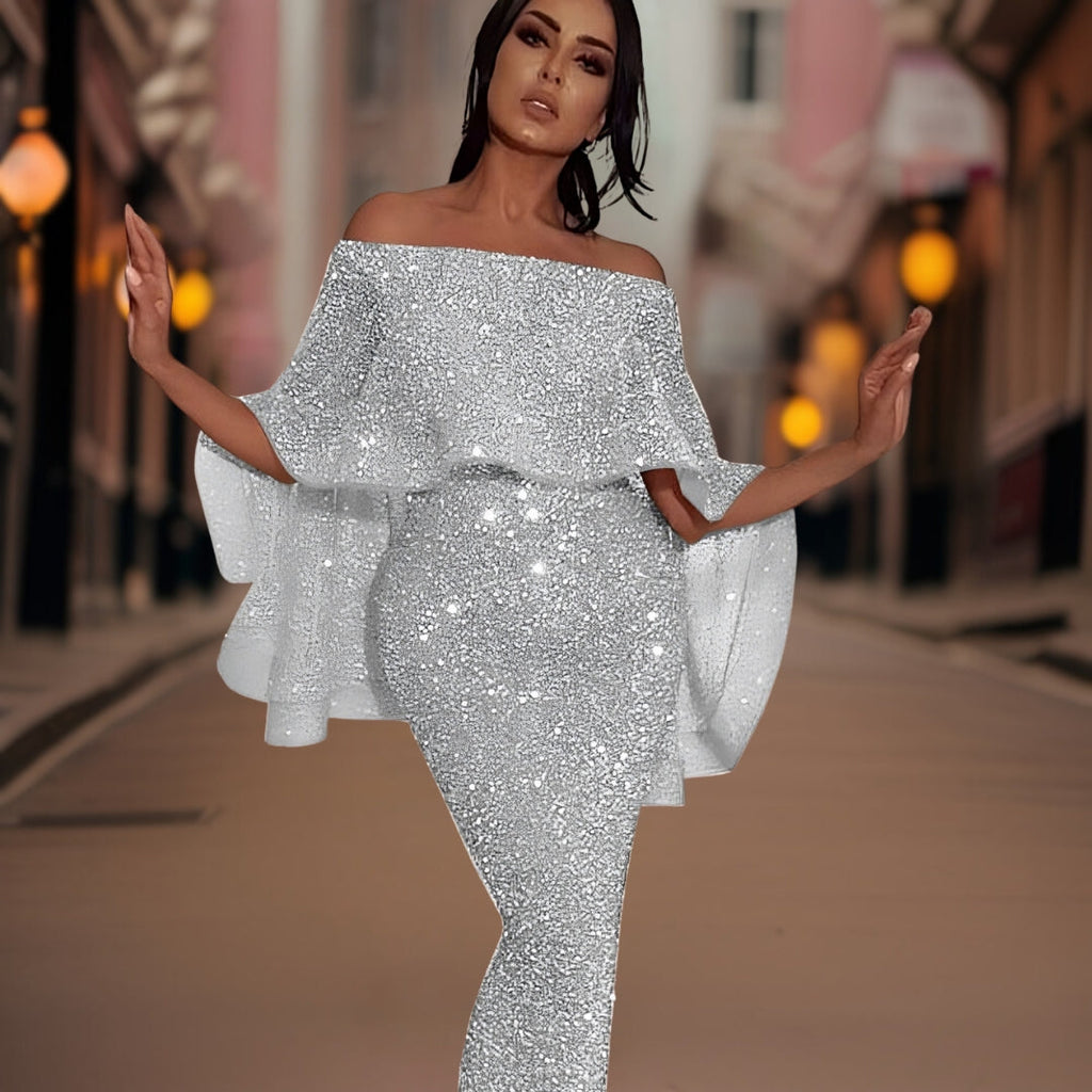 Women's Ruffle Off-Shoulder Dress – Fitted Statement Cocktail Dress