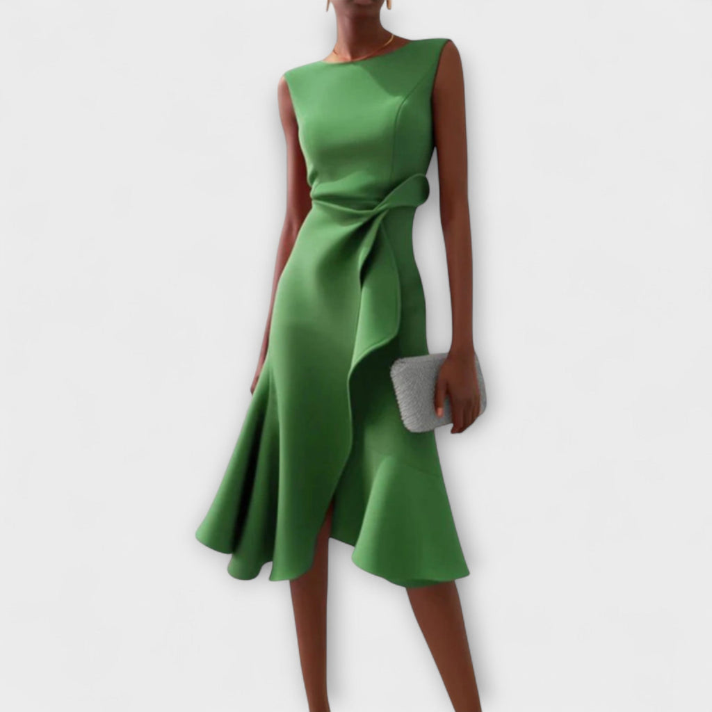 Women's Asymmetrical Midi Dress – Elegant Party Dress – Linda