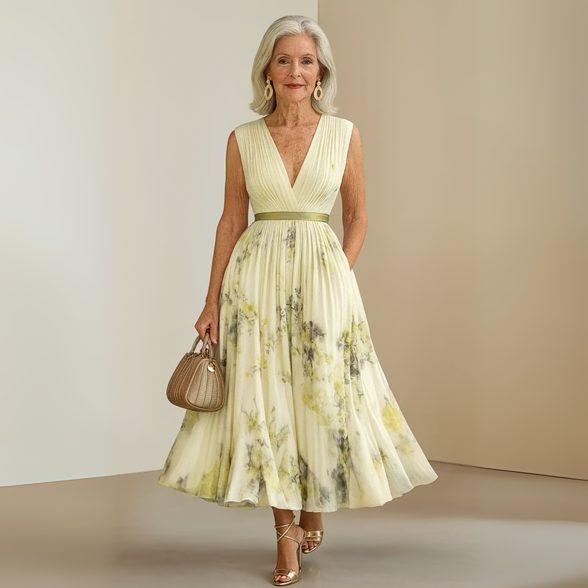 Women's Sleeveless Maxi Dress – Pleated Summer Dress