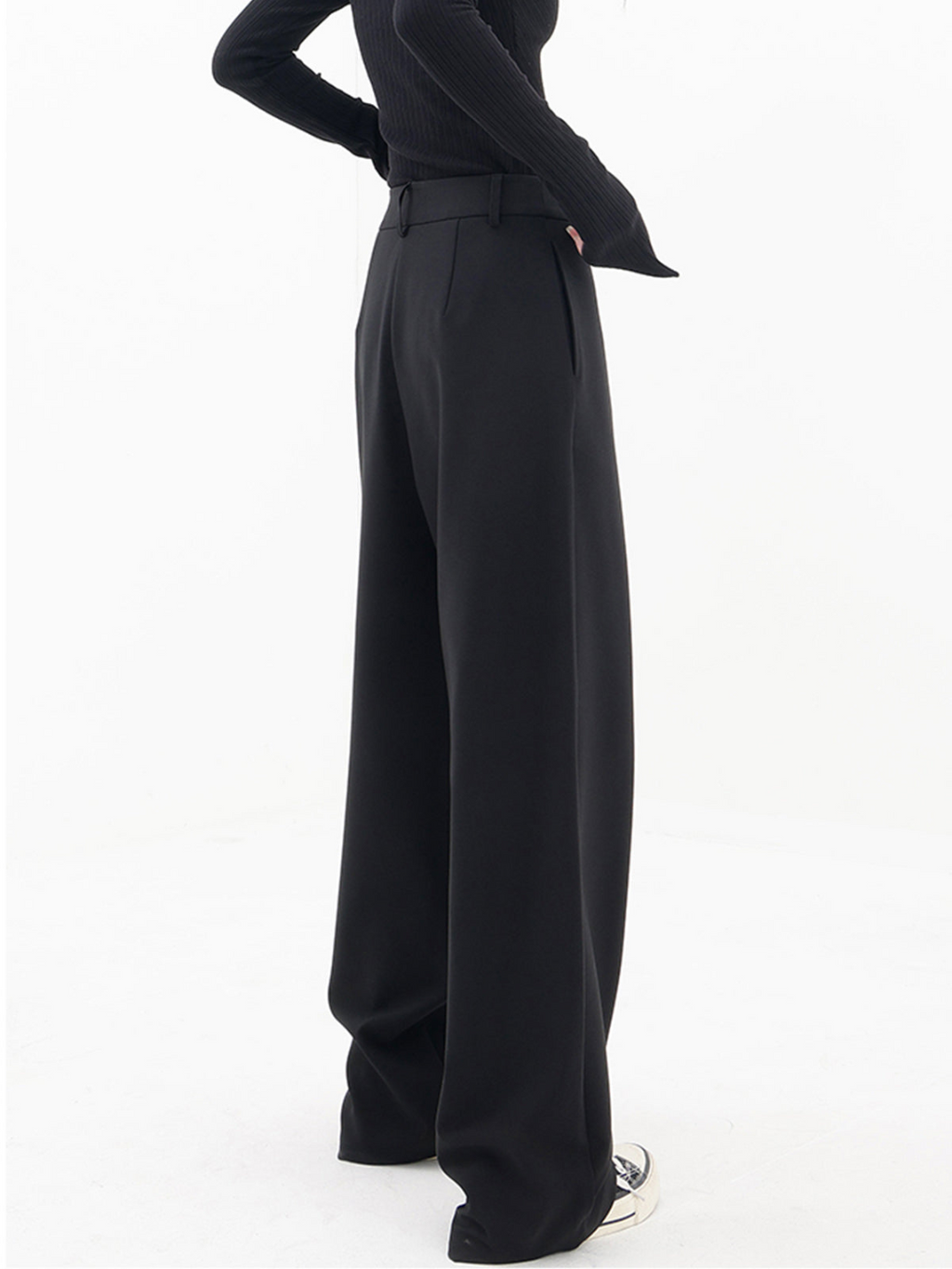 Women's Crisscross Wide Leg Trousers – Elastic Waist Relaxed Pants