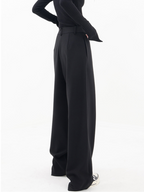Women's Crisscross Wide Leg Trousers – Elastic Waist Relaxed Pants
