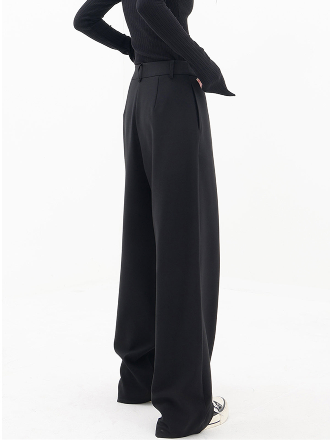 Women's Crisscross Wide Leg Trousers – Elastic Waist Relaxed Pants