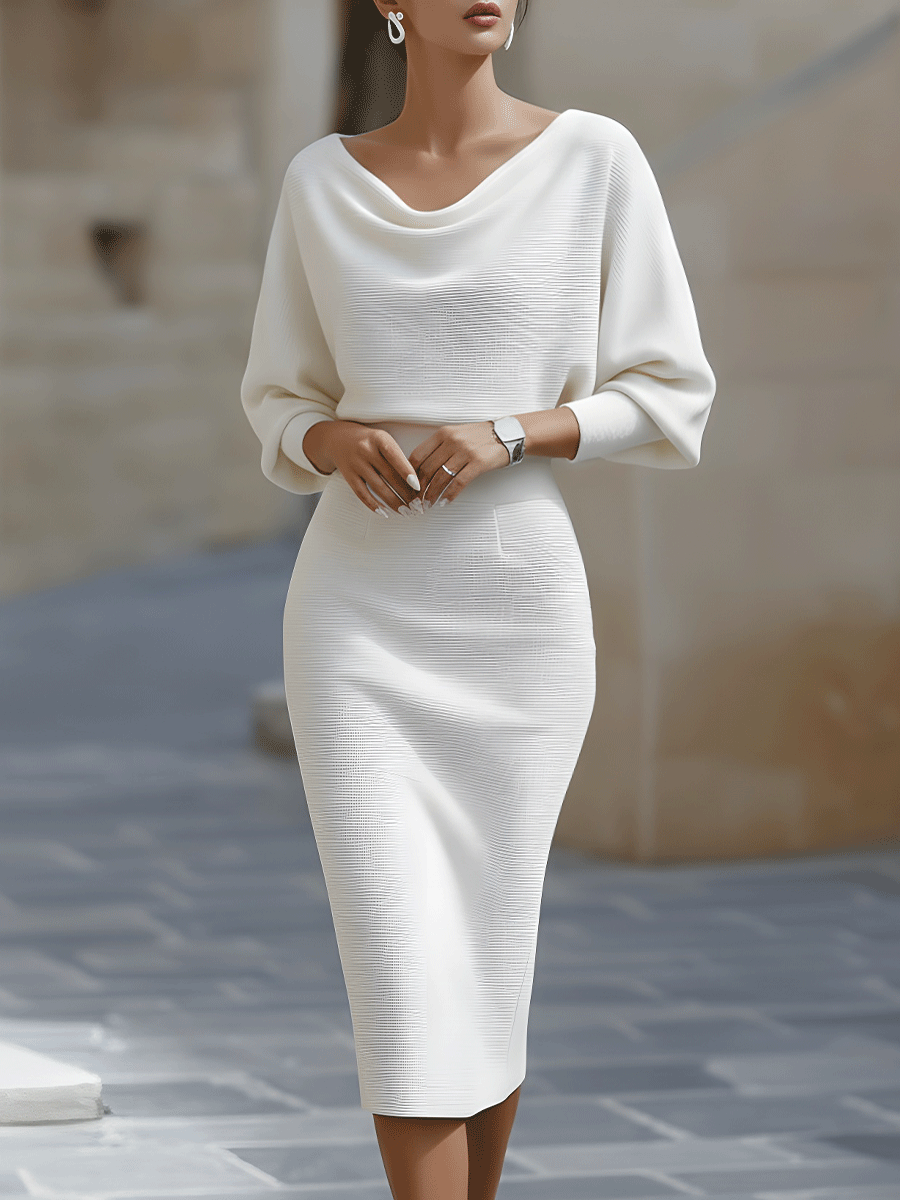 Women's Boat Neck Bodycon Dress – Batwing Sleeve Dress