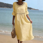 Women's Figure-Flattering Midi Dress – Flowy Day-to-Evening Occasion Dress