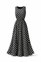 Women's Polka Dot Midi Dress – Sleeveless Summer Dress