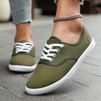 Women's Canvas Sneakers with Lace-Up Closure and Cushioned Sole