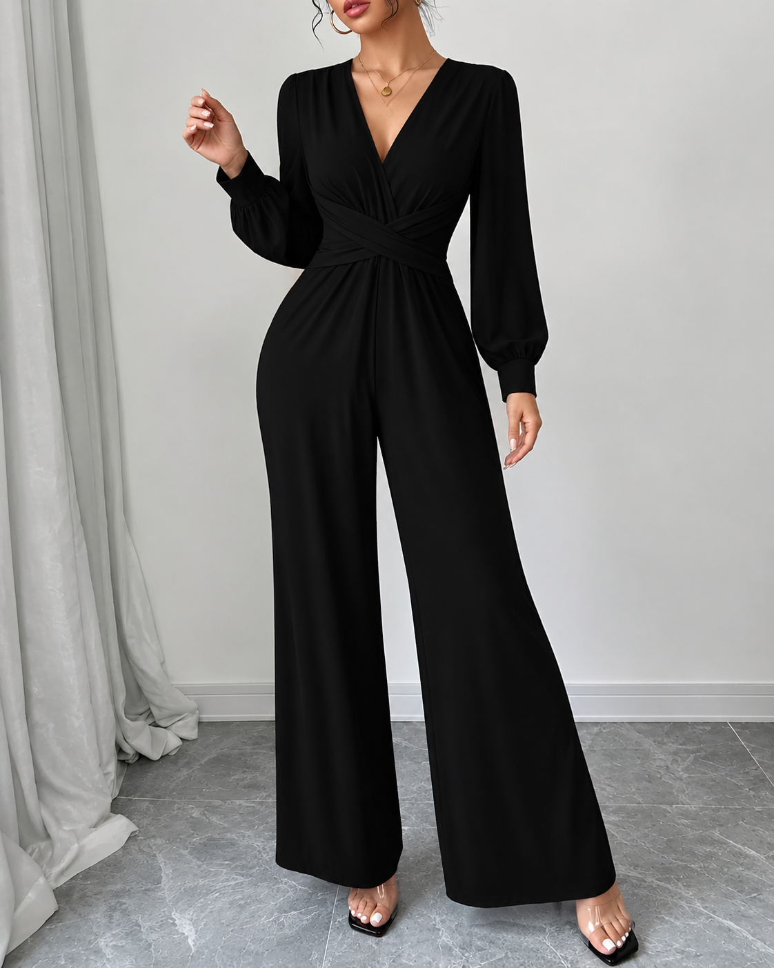 Women's Lace Detail Formal Jumpsuit – Fitted Evening Party Jumpsuit