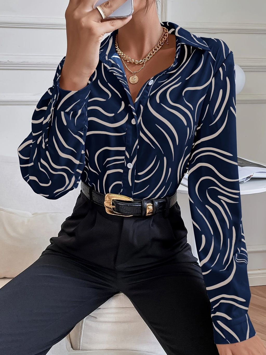 Women's Ruffle Blouse – Cuff Detail Blouse – Hazel