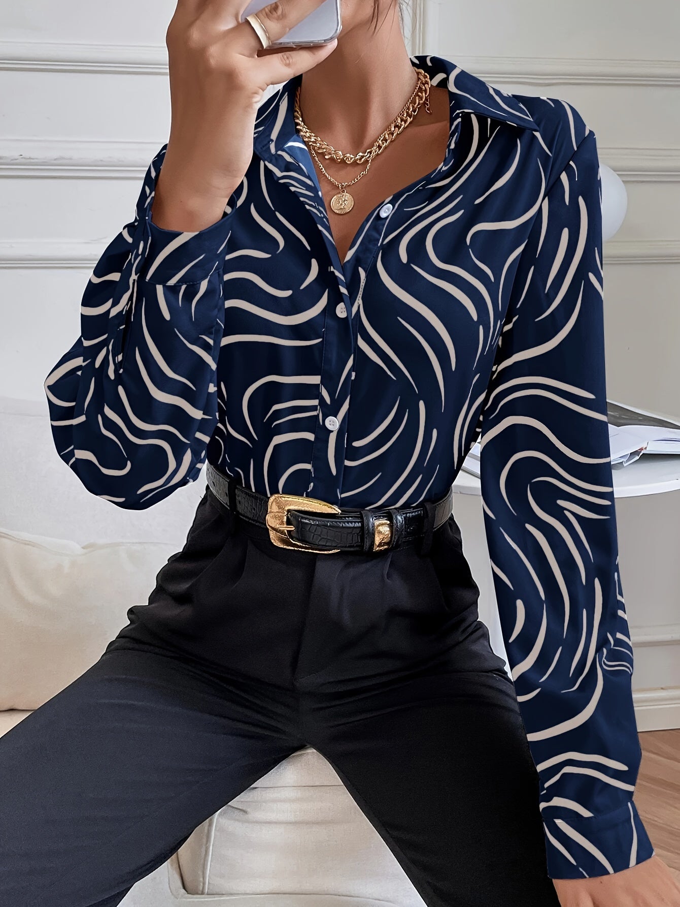 Women's Ruffle Blouse – Cuff Detail Blouse – Hazel