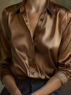 Women's Classic Collared Blouse – Long Sleeve Tailored Office Blouse